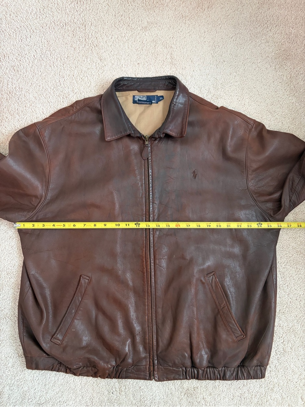 Polo Ralph Lauren Vintage Genuine Leather Brown Jacket Men's Size XL Shows Wear - Picture 16 of 16
